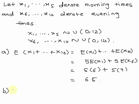suppose-your-waiting-time-for-a-bus-in-the-morning-is-uniformly-distributed-on-0-12-whereas-waiting-time-in-the-evening-is-uniformly-distributed-on-0-14-independent-of-morning-waiting-time-a-49366