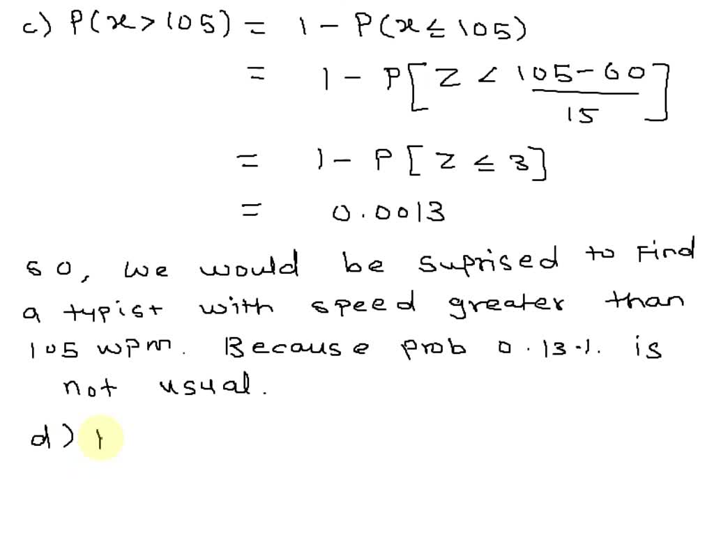 SOLVED: Suppose that the distribution of typing speed in words per ...