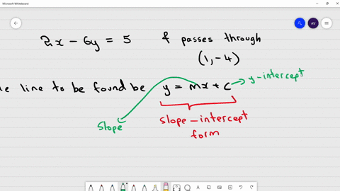 1-determine-the-equation-of-the-line-perpendicular-to-2x-6y5-and-passing-through-the-point-1-4-83259