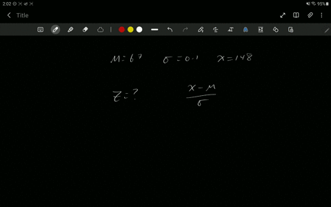 a-normal-distribution-has-a-mean-of-67-and-a-standard-deviation-of-01-find-the-z-score-for-an-x-value-of-148