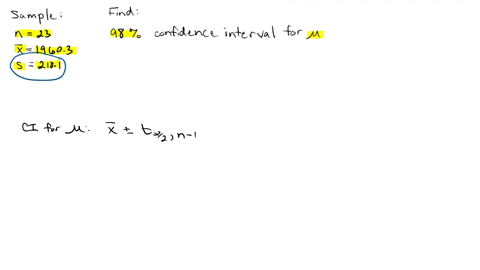 a-sample-of-size-23-has-a-mean-of-19603-and-a-standard-deviation-of-2181-find-a-98-confidence-interval-for-the-population-mean-with-values-to-one-place-past-the-decimal-2