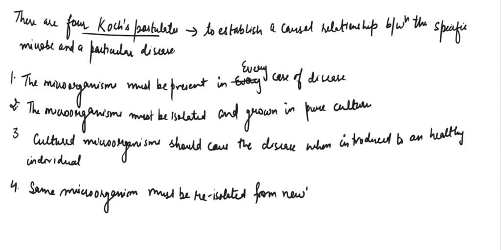 SOLVED: What are Koch's postulates? What steps are necessary to show ...