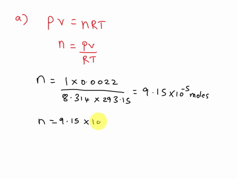 a-an-ideal-gas-occupies-a-volume-of-22-cm3-at-20c-and-atmospheric-pressure-determine-the-number-of-molecules-of-gas-in-the-container-b-if-the-pressure-of-the-22-cm3-volume-is-reduced-to-12-1-30668