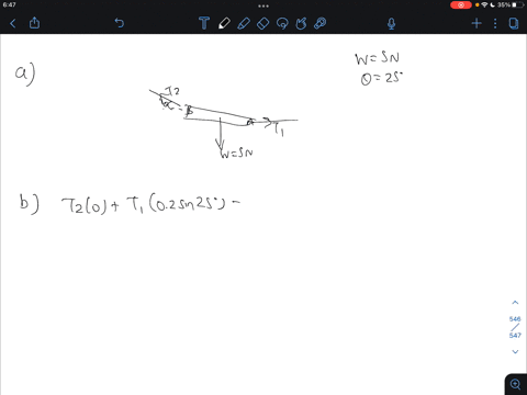 two-strings-support-a-uniform-rod-as-shown-below-the-rod-is-20ocm-jong-_-wth-a-weight-of-soon-and-is-supported-as-shown-the-rod-is-tilted-at-2508-from-the-horizontal-as-shown-below-the-right-42941