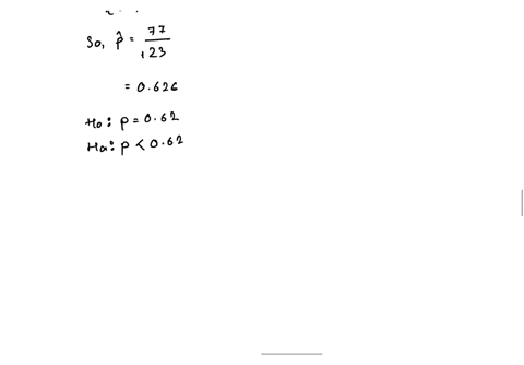 testing-h-0-p-062-h-1-p-062-your-sample-consists-of-123-subjects-with-82-successes-calculate-the-test-statistic-rounded-to-2-decimal-places
