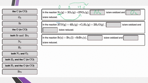 in-each-of-the-following-reactions-identify-the-reactant-that-is-oxidized-and-the-reactant-that-is-reduced-match-the-words-in-the-left-hand-column-to-the-appropriate-blanks-on-the-right-make-20323