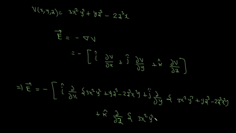 in-a-certain-region-the-electric-potential-due-to-a-charge-distribution-is-given-by-the-equation-vlxyz-3x22-yz-223x-where-x-and-are-measured-in-meters-and-v-is-in-volts-calculate-the-magnitu-51616