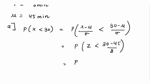 the-amount-of-time-required-for-a-routine-car-check-up-test-is-normally-distributed-with-a-mean-of-45-minutes-and-a-standard-deviation-of-8-minutes-a-what-is-the-probability-that-a-car-will-19512