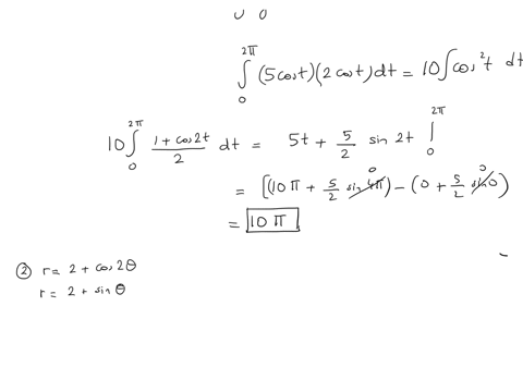 1-find-the-area-enclosed-inside-the-ellipse-defined-by-the-parametric-equations-x-2sint-y-5cost-t-ranging-from-0-to-2pi-2-find-the-area-of-the-region-that-lies-inside-the-curve-r-2-cos2theta-but-outsi