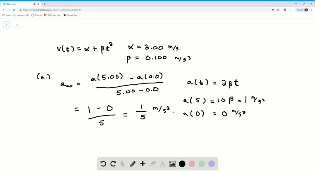 SOLVED: 'The velocity of an object as function of time is given by v ...