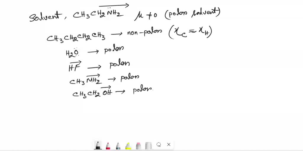 SOLVED: Which of the following is least soluble in CH3CH2NH2? Group of ...