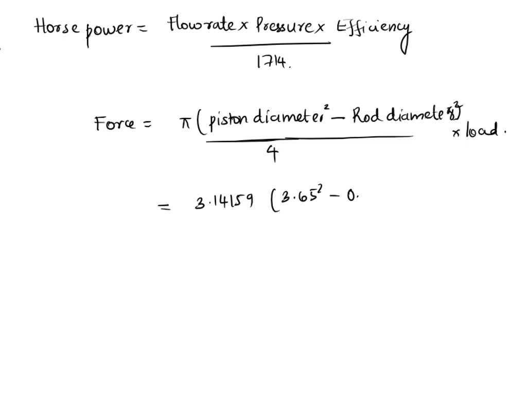 SOLVED A 26.83 GPM pump supplies a doubleacting hydraulic cylinder