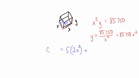 a-closed-box-with-a-square-base-is-to-have-a-volume-of-85750-cm3the-material-for-the-top-and-bottom-of-the-box-costs-500-per-square-centimeterwhile-the-material-for-the-sides-costs-250-per-s-55384
