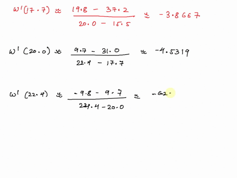 if-wx-be-the-weight-gain-at-temperature-x-construct-a-table-of-estimated-values-for-w-use-a-one-sided-difference-quotient-with-an-adjacent-point-for-the-first-and-last-values-and-the-average-of-two-di