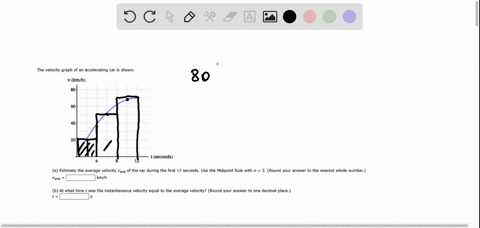 the-velocity-graph-of-an-accelerating-car-is-shown-kmh-seconds-a-estimate-the-average-velocity-vave-of-the-car-during-the-first-12-seconds-use-the-midpoint-rule-with-vave-kmh-round-your-answ-07014