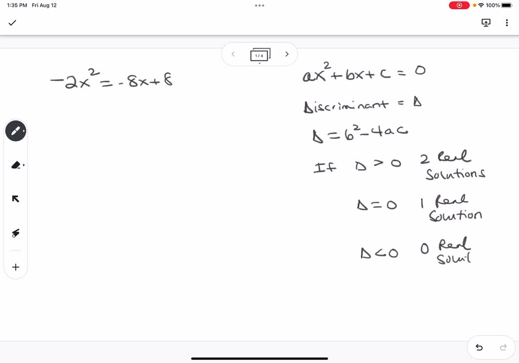 SOLVED What Is The Value Of The Discriminant Of The Quadratic Equation