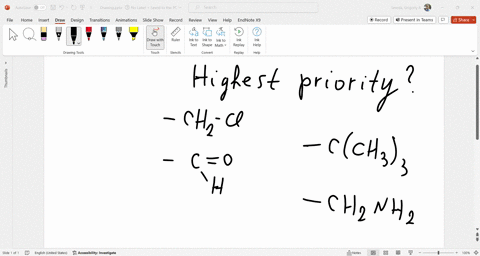 which-one-of-the-following-groups-has-the-highest-rank-when-precedence-is-assigned-according-to-the-cahn-ingold-prelog-system-a-ch2cl-b-cho-c-cch33-d-ch2nh2