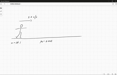 a-54-kg-ice-skater-pushes-off-the-wall-of-the-rink-giving-herself-an-initial-speed-of-32ms-she-then-coasts-with-no-further-effort-if-the-frictional-coefficient-between-skates-and-ice-is-0023-20312