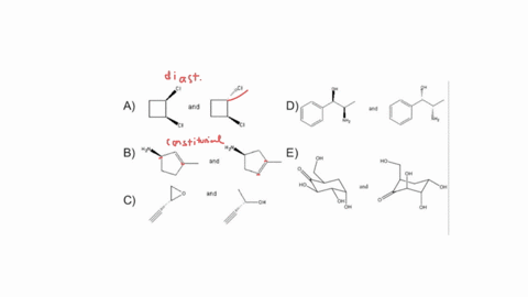 how-are-the-compounds-in-each-pair-related-to-each-other-are-they-identical-enantiomers-diastereomers-constitutional-isomers-or-not-isomers-of-each-other-a-and-d-and-b-and-c-and-59