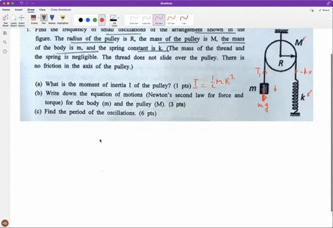 find-the-frequency-of-small-oscillations-the-arrangement-shown-the-figure-the-radius-of-the_pulley-is-r-the-mass-ofthe_pulley-is-the-mass-of-the-body-i5-m-and-the-spring-constant_is-kthe-mas-16866