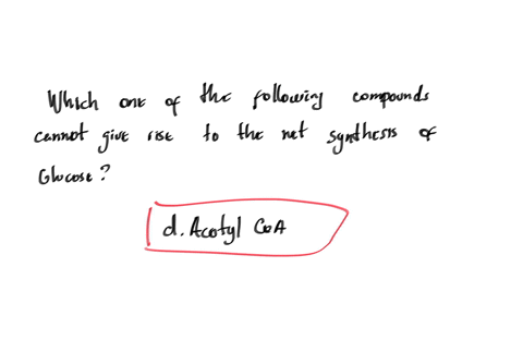 which-one-of-the-following-compounds-cannot-give-rise-to-the-net-synthesis-of-glucose-a-lactate-b-alanine-c-glycerol-d-acetyl-coa-06635