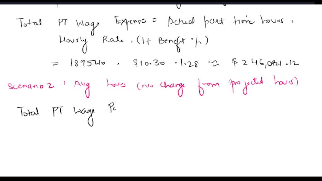 Create three scenarios based on a variation in part time hours the