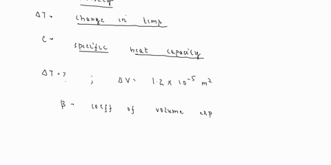 a-block-of-material-has-a-mass-of-130-kg-and-a-volume-of-46-10-2-m3-the-material-has-a-specific-heat-capacity-and-coefficient-of-volume-expansion-respectively-of-750-j-kg-co-and-64-10-5-co-1-16708