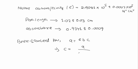 spectrophotometry-the-beer-lambert-law-relates-the-absorbance-of-a-sample-at-given-wavelength-t0-concentration-by-the-following-formula-ebc-you-synthesize-new-dve-with-molar-absorptivity-8-2-11349
