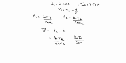 as-shown-in-the-figure-below-two-long-parallel-wires-1-and-2-carry-currents-of-i1-332-a-and-i2-450-a-in-the-direction-indicated-two-parallel-wires-point-into-the-page-they-are-a-distance-d-a-23206
