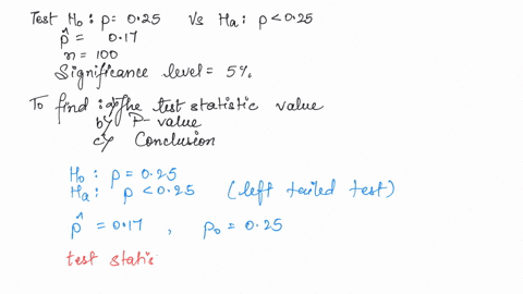 use-the-normal-distribution-and-the-given-sample-results-to-complete-the-test-of-the-given-hypotheses-assume-the-results-come-from-a-random-sample-anduse-a-5-significance-level-test-ho-p-025-17272