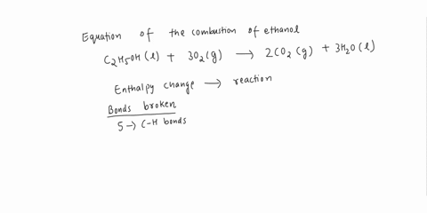 the-equation-for-the-combustion-of-ethanol-is-czhsoh-3o2g-2cozg-3hzo-given-in-kj-mol-ec-c-ec-h-ec-0-eo-o-ec-0-eo-h-347-410-336-496-805-465-a-calculate-the-enthalpy-change-of-the-above-reacti-88522
