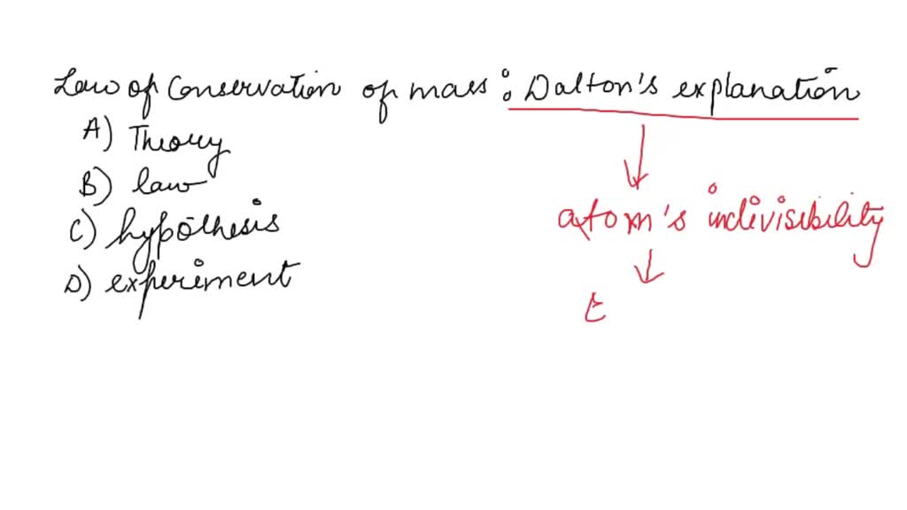 SOLVED: Dalton explained the Law of Conservation of Mass by stating ...