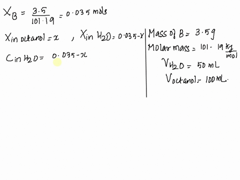 the-partition-coefficient-ofa-base-b-monoacidic-at-particular-ph-in-an-octanol-water-mixture-is-145consider-an-experiment-where-35-g-of-b-are-shaken-with-100-ml-of-octanol-and-50-ml-of-water-92078