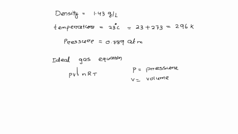 the-density-of-a-gas-is-143-gl-at-a-temperature-of-23-degrees-celsius-and-a-pressure-of-0789-atm-calculate-the-molar-mass-of-the-gas-45409