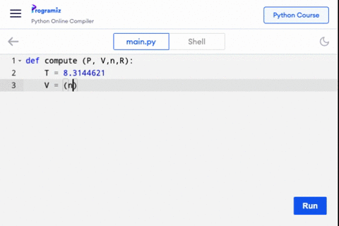 define-a-function-compute-gas-volume-that-returns-the-volume-of-a-gas-given-parameters-pressure-temperature-and-moles-use-the-gas-equation-pv-nrt-where-p-is-pressure-in-pascals-v-is-volume-i-93611