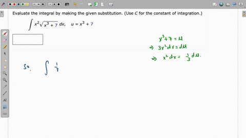 evaluate-the-integral-by-making-the-given-substitution-use-c-for-the-constant-of-integration-x2-vx3-7-dx-u-x3-7-55718