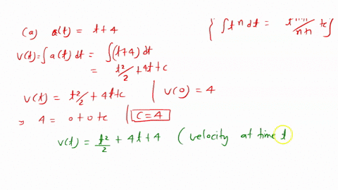 the-acceleration-function-in-ms2-and-the-initial-velocity-are-given-for-a-particle-moving-along-a-line-at-t-4-v0-4-0-t-11-a-find-the-velocity-at-time-t-b-find-the-distance-traveled-during-th-78389
