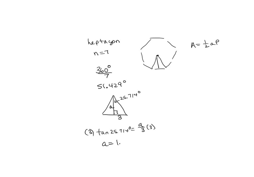 SOLVED: The volume of a right pyramid with a regular heptagonal base is ...