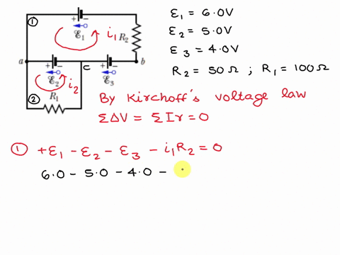 in-figure-r1-100-r2-50-and-the-ideal-batteries-have-emfs-e1-60-v-e2-50-v-and-e3-40-v-find-the-current-in-resistor1-the-current-in-resistor-2-and-the-potential-difference-between-points-a-and-13512