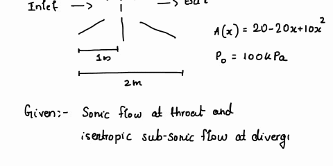 1-consider-a-2-m-long-converging-diverging-nozzle-with-an-area-variation-ax20-20x10x2-where-a-is-in-cm2-and-x-is-in-m-the-throat-is-located-at-x1m-suppose-that-the-stagnation-pressure-at-the-15793