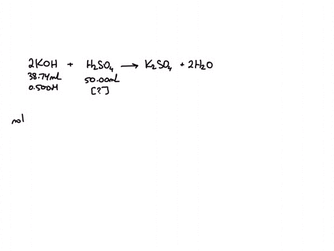 in-an-acid-base-neutralization-reaction-3874-ml-of-0500-m-potassium-hydroxide-reacts-with-5000-ml-of-sulfuric-acid-solution-what-is-the-concentration-of-the-h2so4-solution-129-m-0387-m-0775-m-0194-m