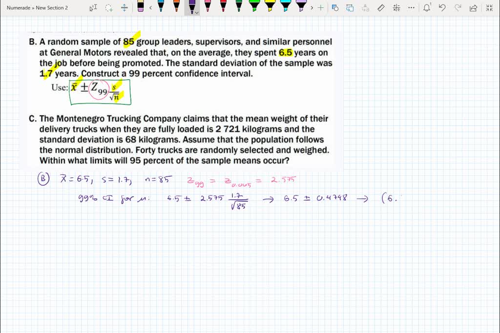 SOLVED A random sample of 85 group leaders, supervisors, and similar