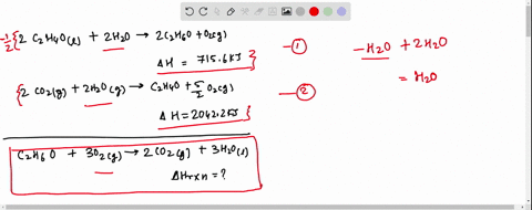 consider-the-following-reactions-2c2h4o-2h2o-2c2h6o-o2g-dh-7156-kj-2co2g-2h2o-g-c2h4o-o2g-dh-20422-kj-calculate-the-enthalpy-change-for-the-reaction-c2h6o-3o2g-2co2g-3h2o-95529