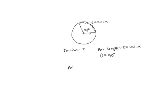 find-the-radius-r-of-the-circle-if-an-arc-of-length-20-cm-on-the-circle-subtends-a-central-angle-of-40-round-your-answer-to-two-decimal-places-89365