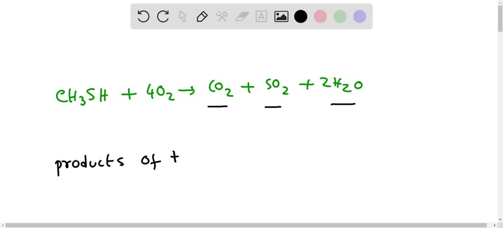 SOLVED: Which are the products in the equation CH3SH + 4O2 → CO2 + SO2 ...