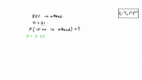 suppose-that-about-85-of-graduating-students-attend-their-graduation-a-group-of-21-students-is-randomly-chosen-find-the-probability-that-15-or-16-attend-60705