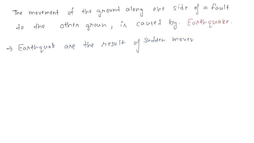 SOLVED: the movement of the ground along one side of a fault relative