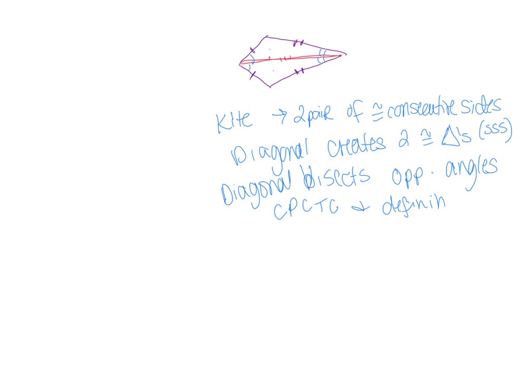 SOLVED Write a paragraph proof or flowchart proof of the Kite Diagonal Bisector Conjecture