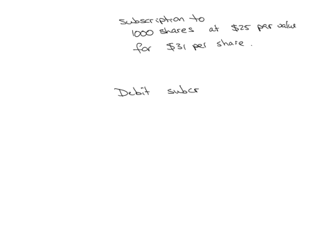 question-23-1-point-duck-company-receives-a-subscription-to-1000-shares-of-its-25-par-value-common-stock-for-31-per-share-what-accounts-are-debited-and-credited-and-for-what-amounts-debit-cash-31000-c
