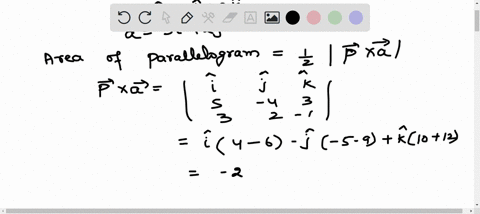the-diagonals-of-a-parallelogram-are-represented-by-vectors-p-5i-4j3k-anda-3i-2j-kthen-the-area-of-the-parallelogram-is-12643